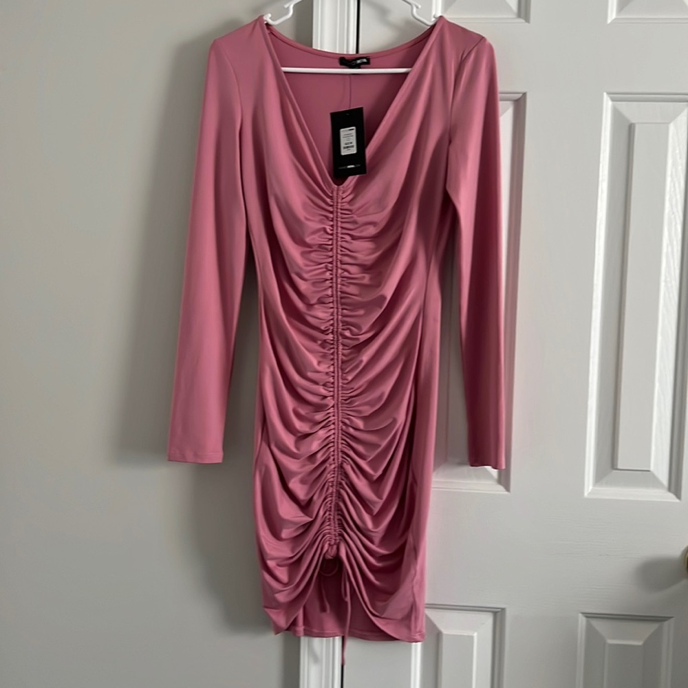 Fashion Nova  Long Sleeve Ruched Bodycon Dress